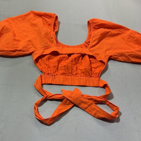 Topshop open back puff sleeve blouse - Picture 4 of 6